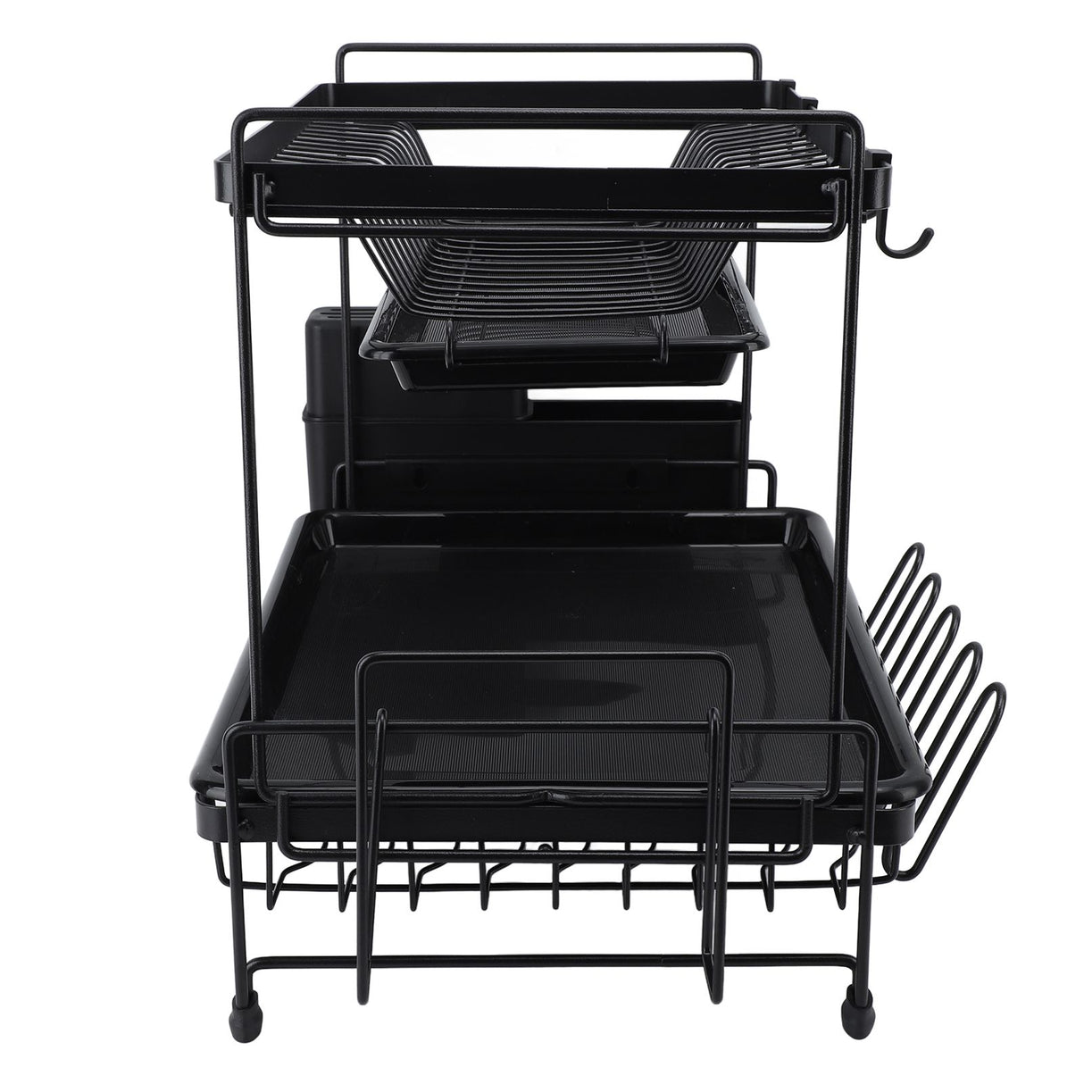 Dish Drying Rack 2 Layer Foldable Versatile Convenient Storage Dish Drainer Rack with Utensil Holder for Home