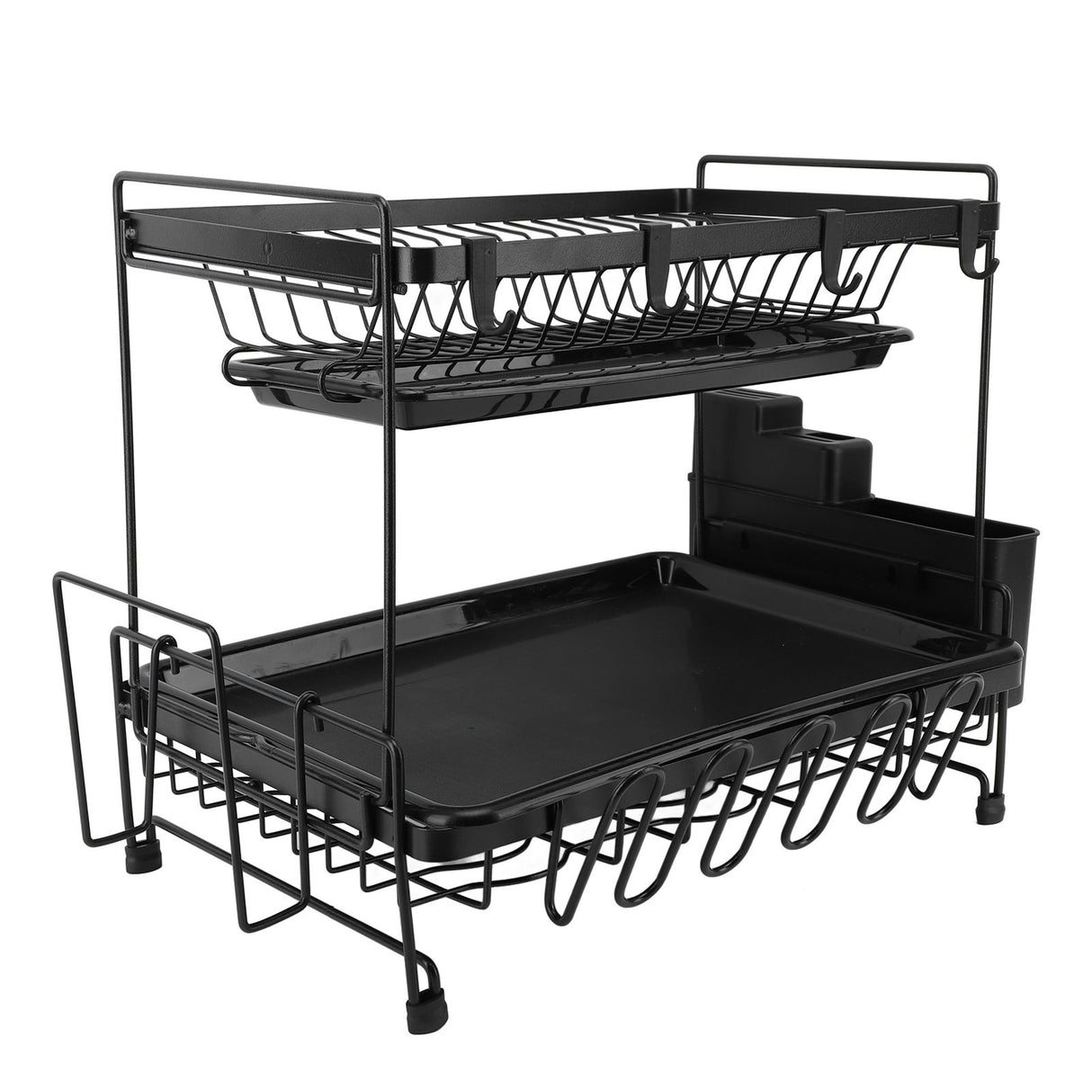 Dish Drying Rack 2 Layer Foldable Versatile Convenient Storage Dish Drainer Rack with Utensil Holder for Home