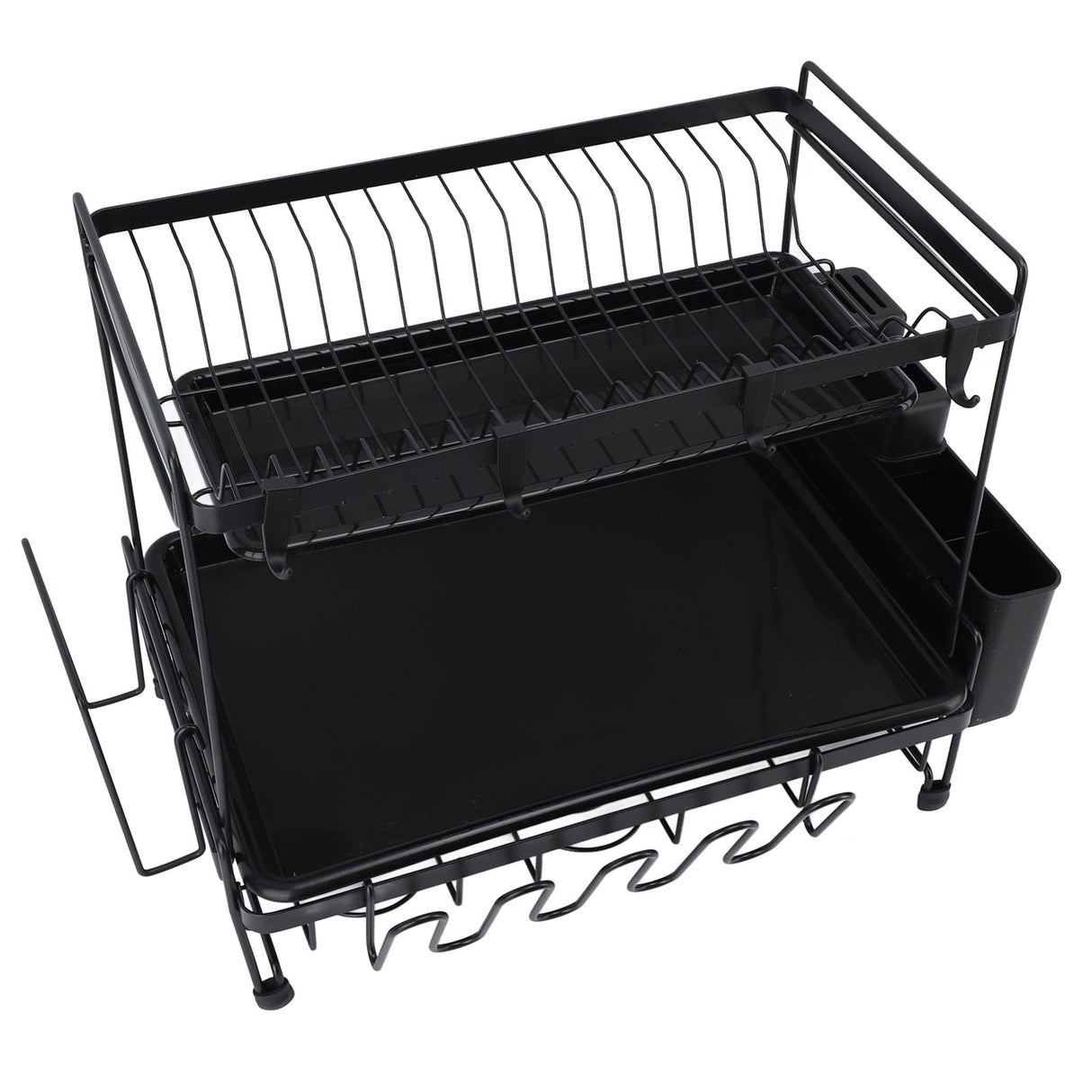 Dish Drying Rack 2 Layer Foldable Versatile Convenient Storage Dish Drainer Rack with Utensil Holder for Home
