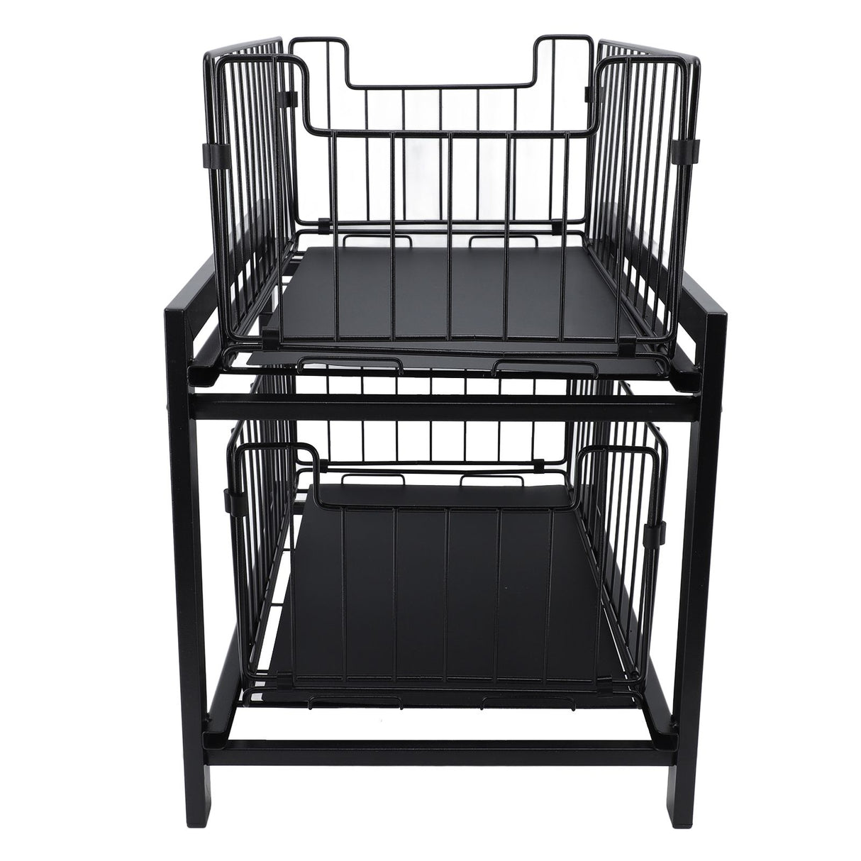Under Sink Organizer Iron 2 Tier Pull Out Spice Rack Countertop Storage Shelf for Kitchen Bathroom Cabinet