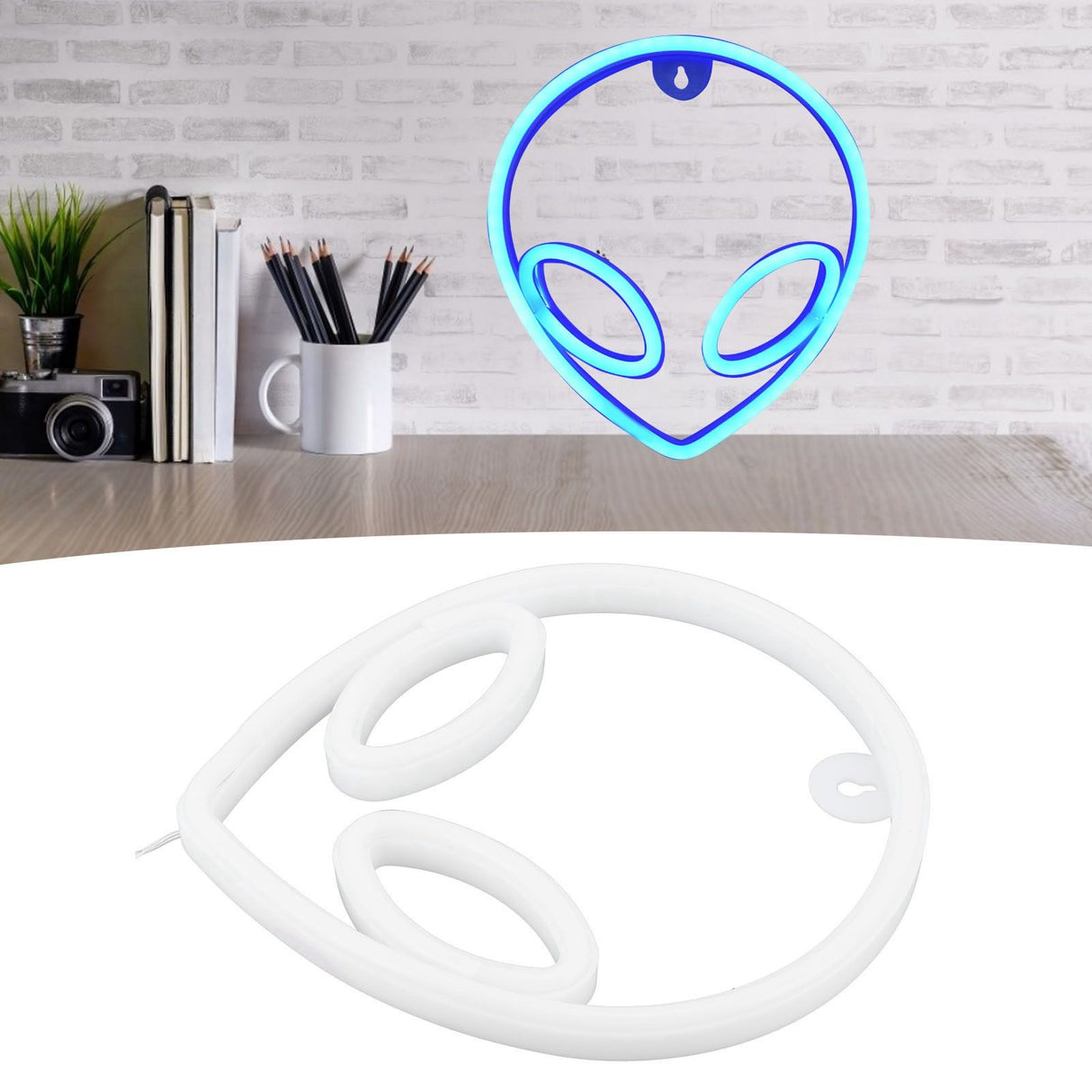 Alien Neon Sign Innovative Wall Hanging Decorative Night Light Battery/USB Operated Blue