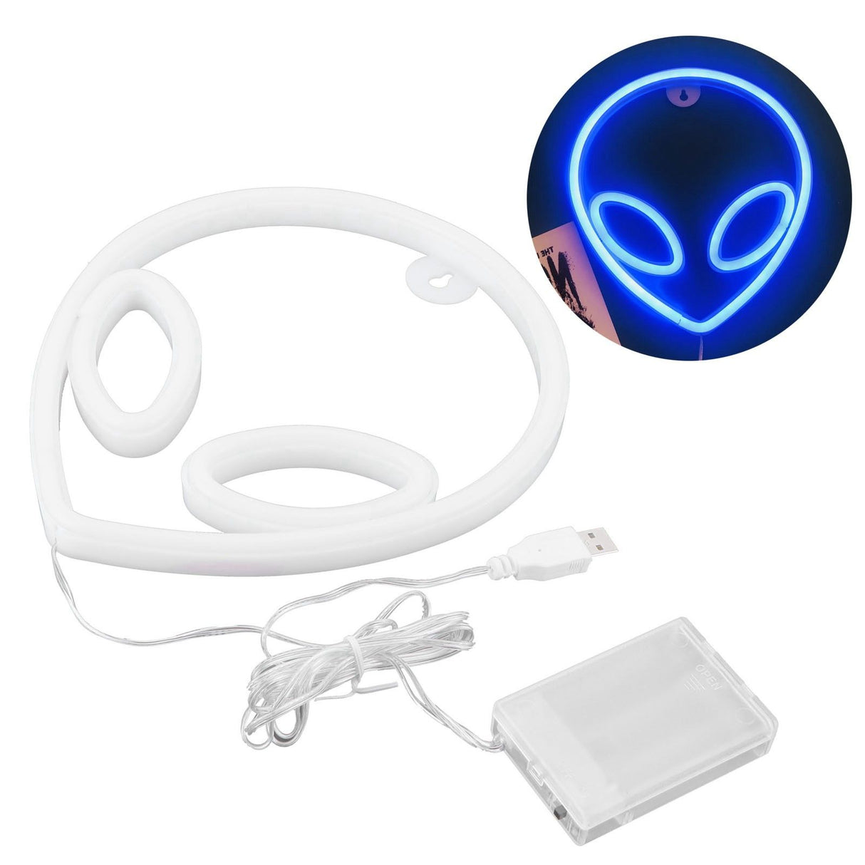 Alien Neon Sign Innovative Wall Hanging Decorative Night Light Battery/USB Operated Blue