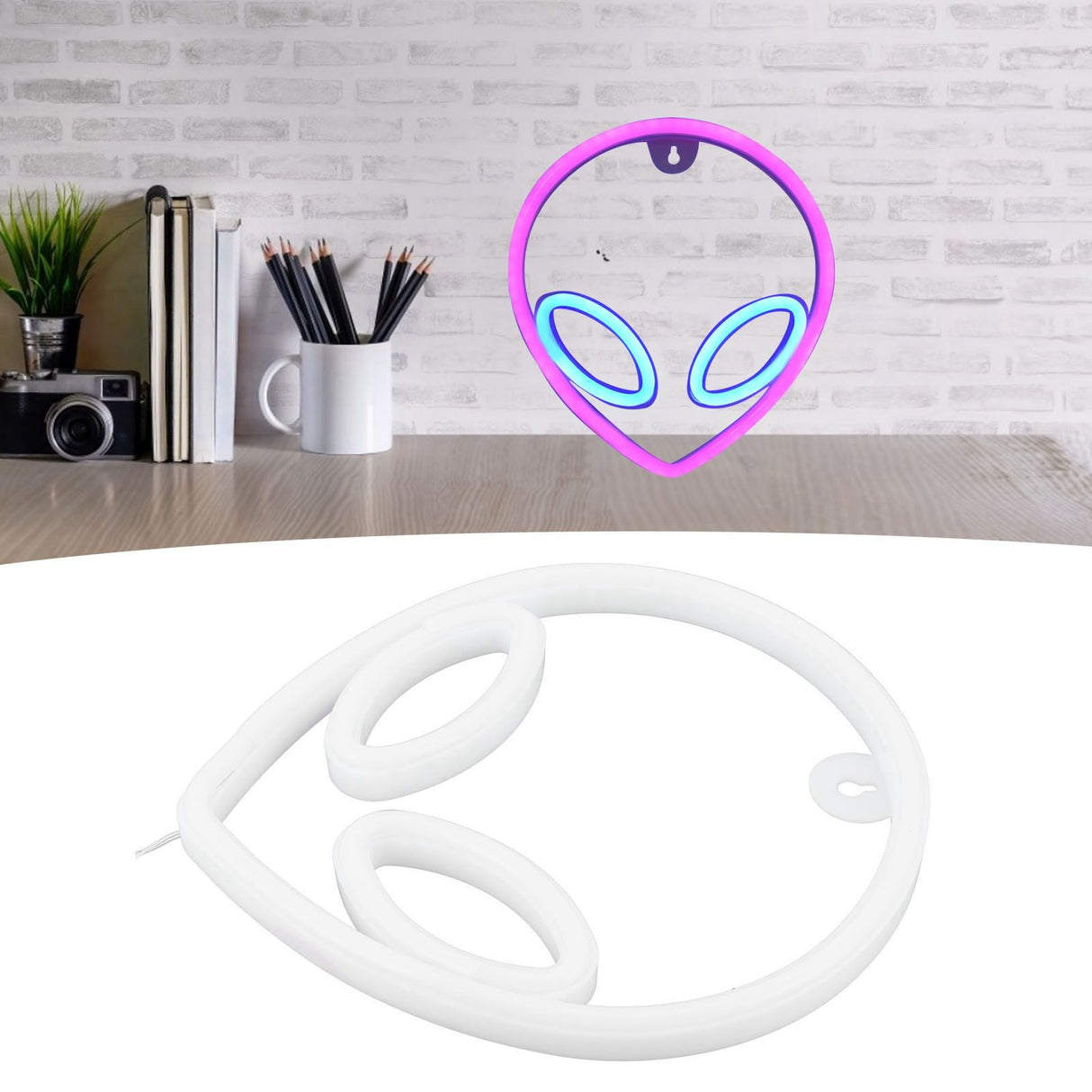 Unique Alien Neon Light Battery/USB Operated Decorative LED Neon Sign Wall Decoration Pink Blue