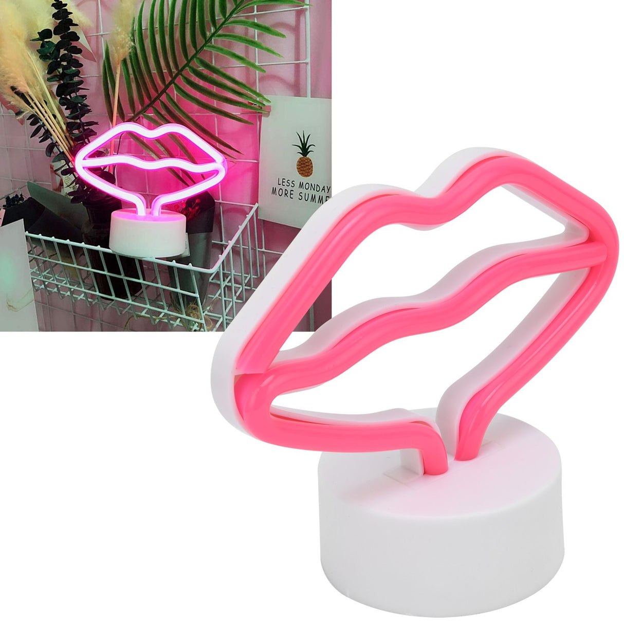 Lip Shaped LED Neon Signs with Stand USB Powered Neon Light Lamp for Baby Room Party