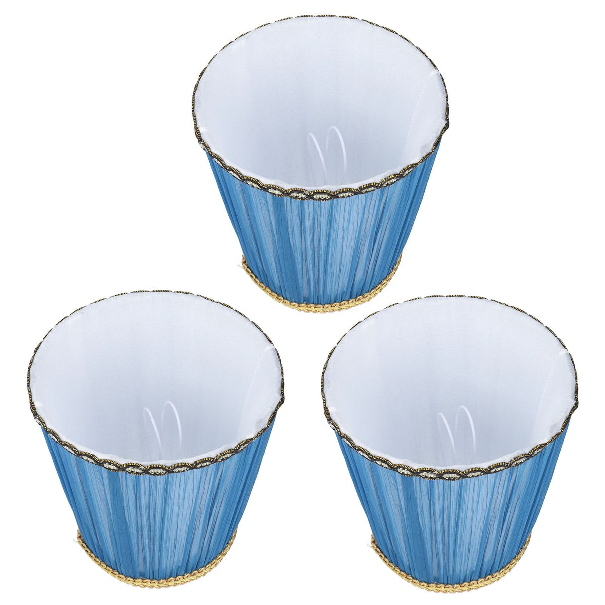 3PCS Cloth Lamp Shade E14 ClipOn Lampshade for Candle Chandelier Wall Lamp Table Light Indoor Decor(Dark Blue )