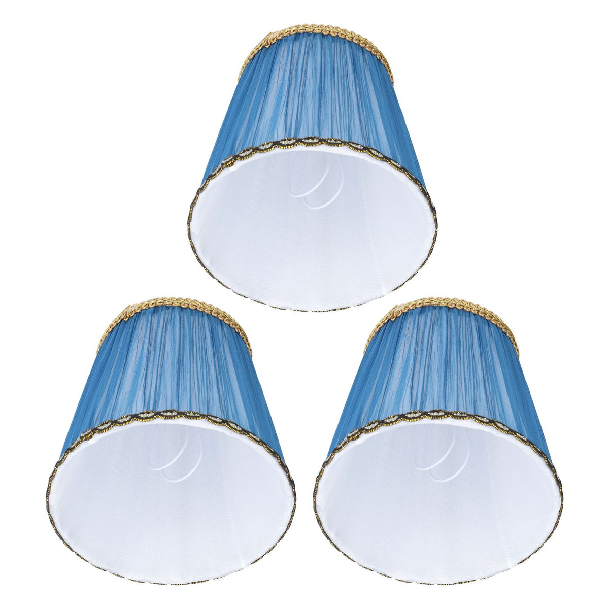 3PCS Cloth Lamp Shade E14 ClipOn Lampshade for Candle Chandelier Wall Lamp Table Light Indoor Decor(Dark Blue )