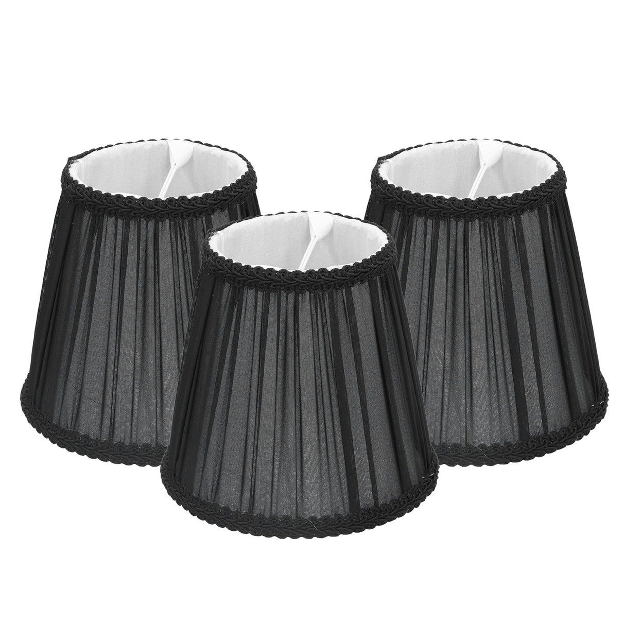 3PCS E14 ClipOn Cloth Lamp Shade Modern Fabric Lampshade Table Light Cover for Candle Chandelier(Black )