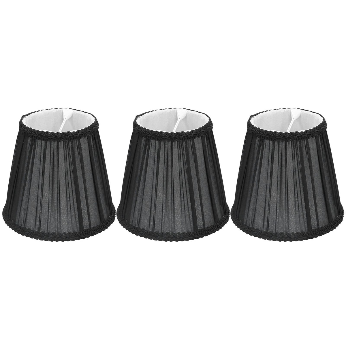 3PCS E14 ClipOn Cloth Lamp Shade Modern Fabric Lampshade Table Light Cover for Candle Chandelier(Black )