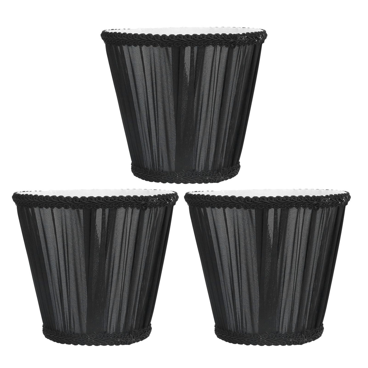 3PCS E14 ClipOn Cloth Lamp Shade Modern Fabric Lampshade Table Light Cover for Candle Chandelier(Black )