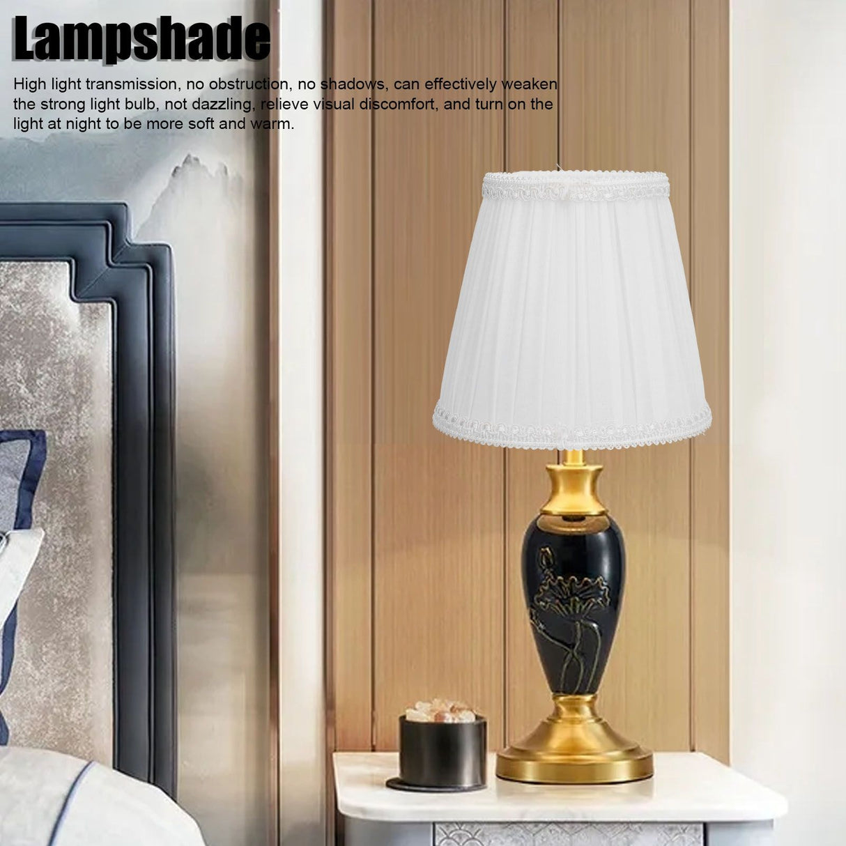 3PCS E14 ClipOn Cloth Lamp Shade Modern Fabric Lampshade Table Light Cover for Candle Chandelier(White )