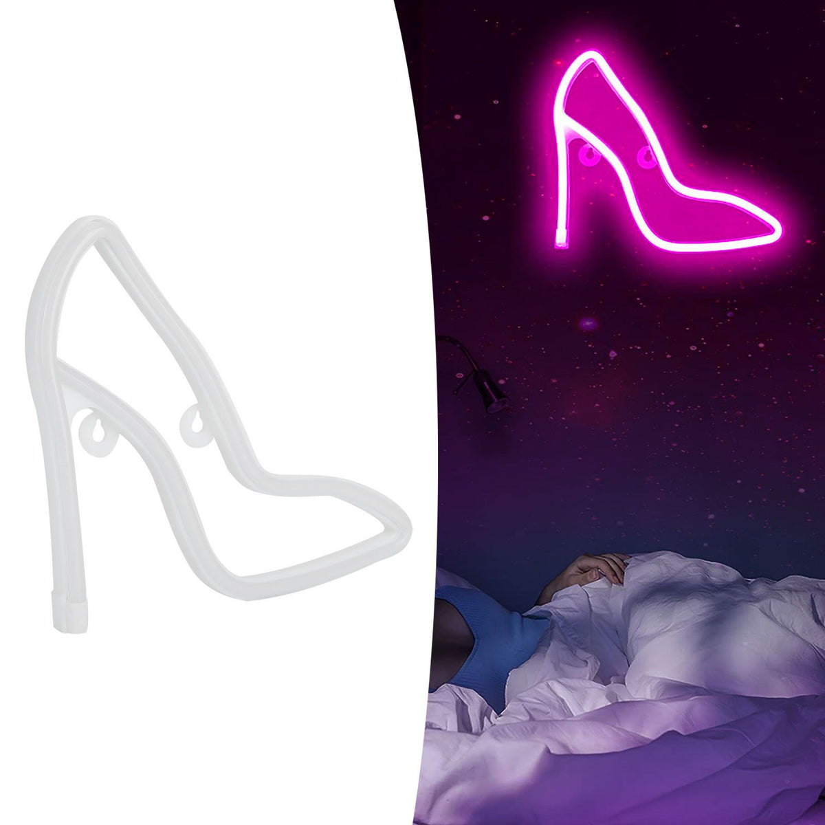 LED Neon Sign Lamp High Heeled Shoe Neon Light for Festival Party KTV Bar Home Bedroom DecorationPink
