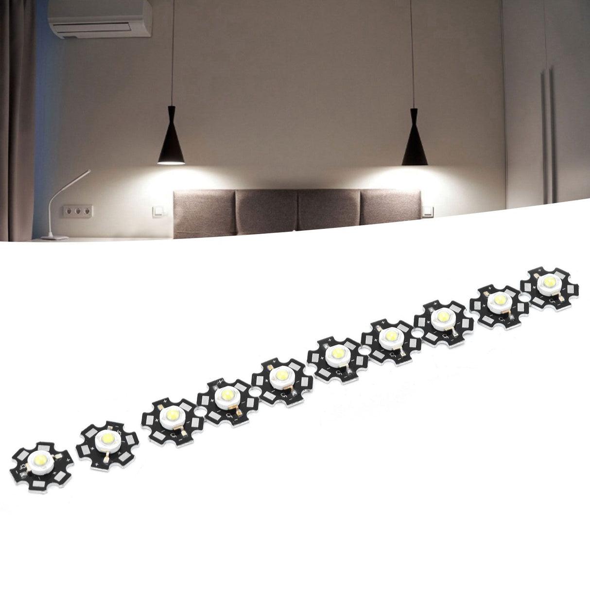 10Pcs Ultra Bright LED Chip 3V DIY Light Beads for Ceiling Light Downlight Flashlight Table LampWhite Light 6500K 3W