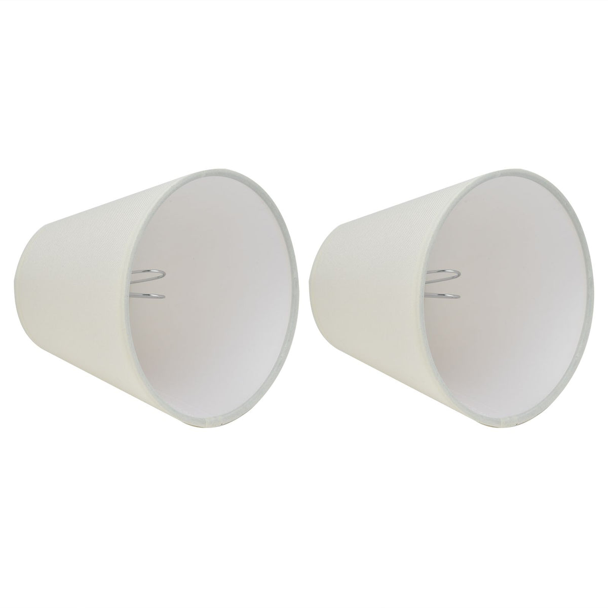 2PCS Fabric Lampshade European Style Clip On Lamp Shade for E14 Screw Chandelier Wall LampPT07 White