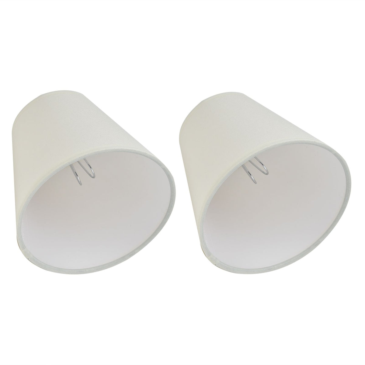 2PCS Fabric Lampshade European Style Clip On Lamp Shade for E14 Screw Chandelier Wall LampPT07 White
