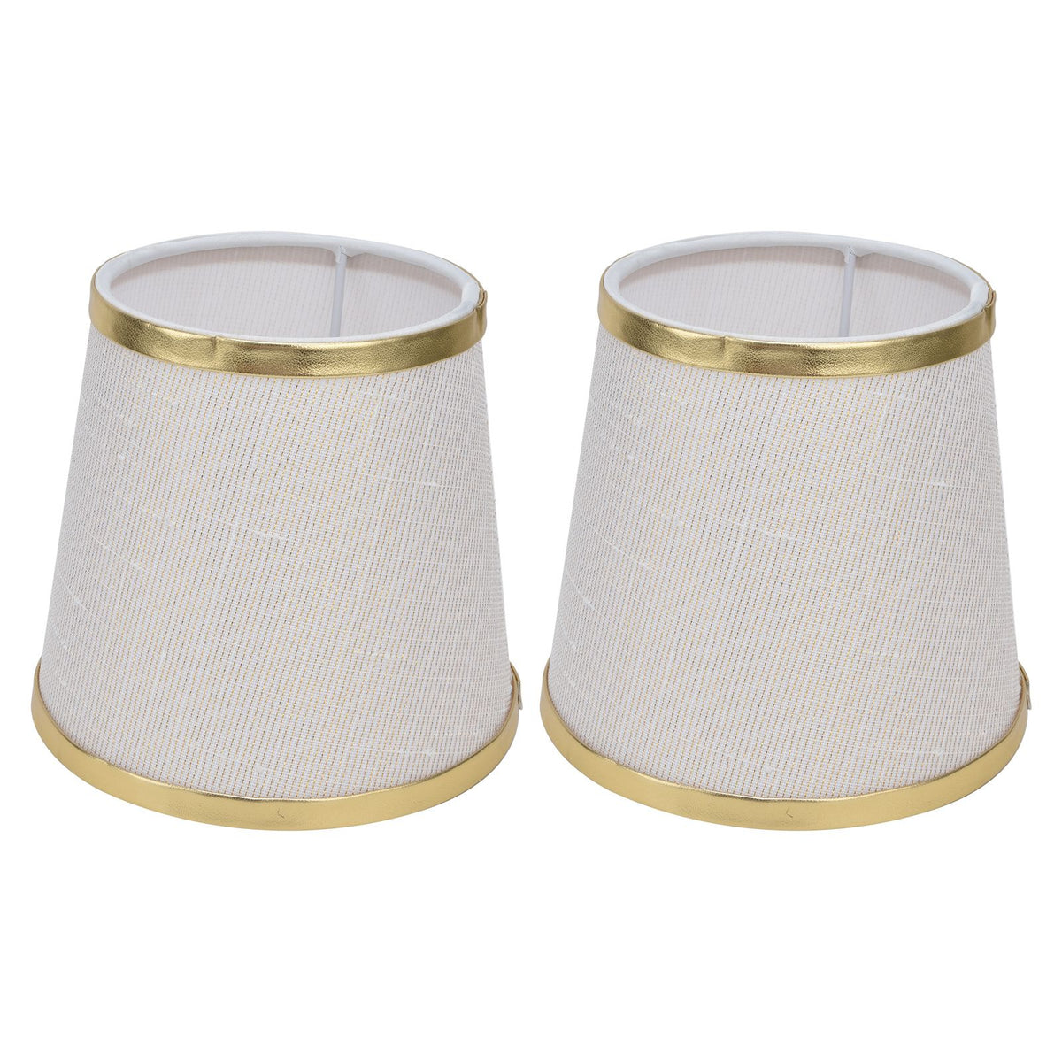 2PCS Fabric Lampshade European Style Lamp Shade for E14 Screw Chandelier Wall Lamp Beige White Gold Edging