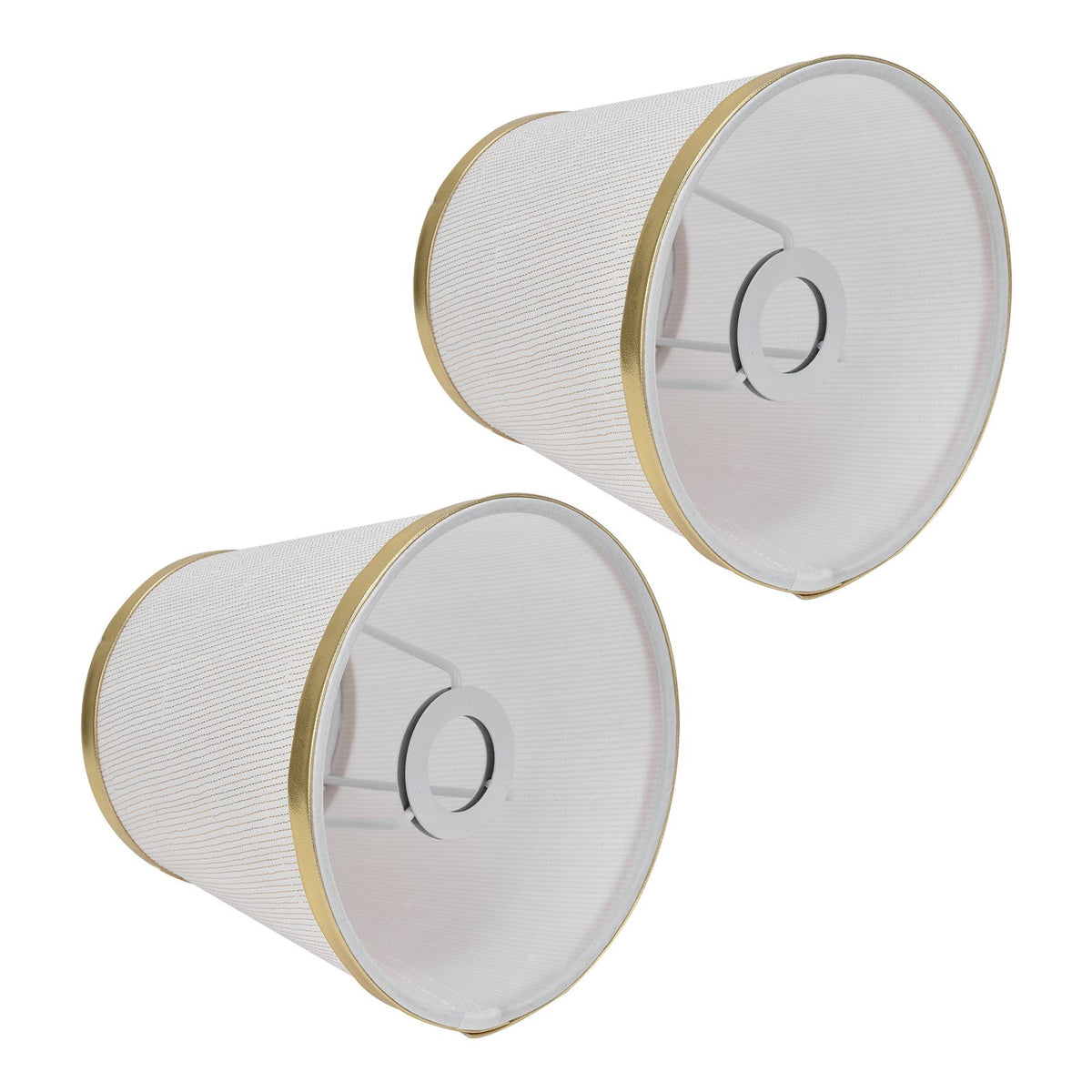2PCS Fabric Lampshade European Style Lamp Shade for E14 Screw Chandelier Wall Lamp Beige White Gold Edging