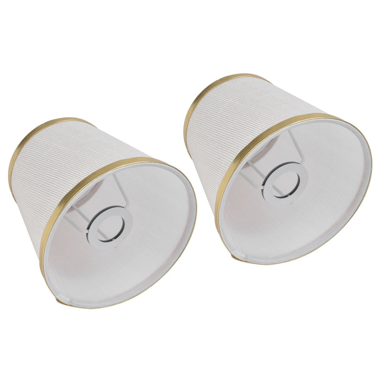2PCS Fabric Lampshade European Style Lamp Shade for E14 Screw Chandelier Wall Lamp Beige White Gold Edging