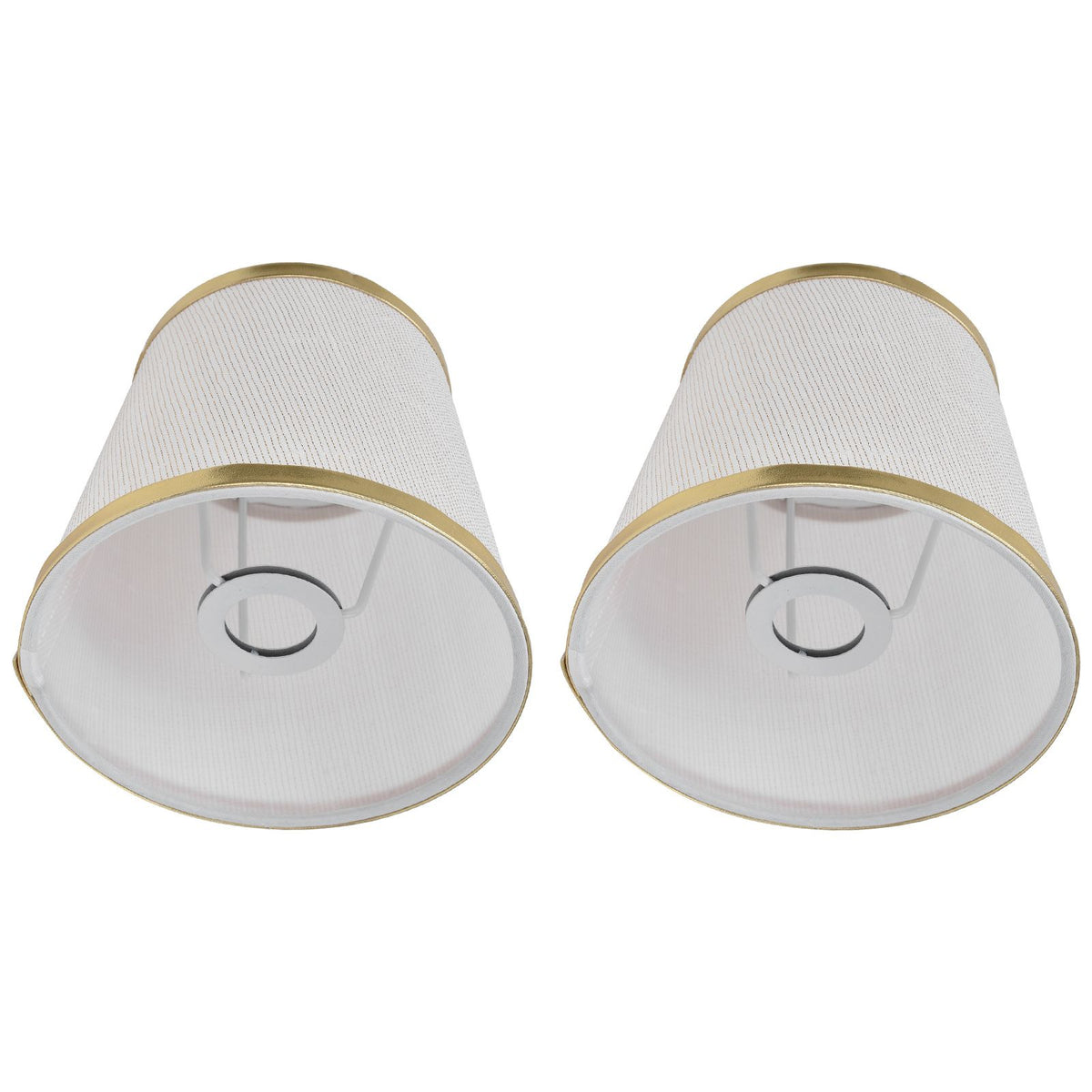 2PCS Fabric Lampshade European Style Lamp Shade for E14 Screw Chandelier Wall Lamp Beige White Gold Edging