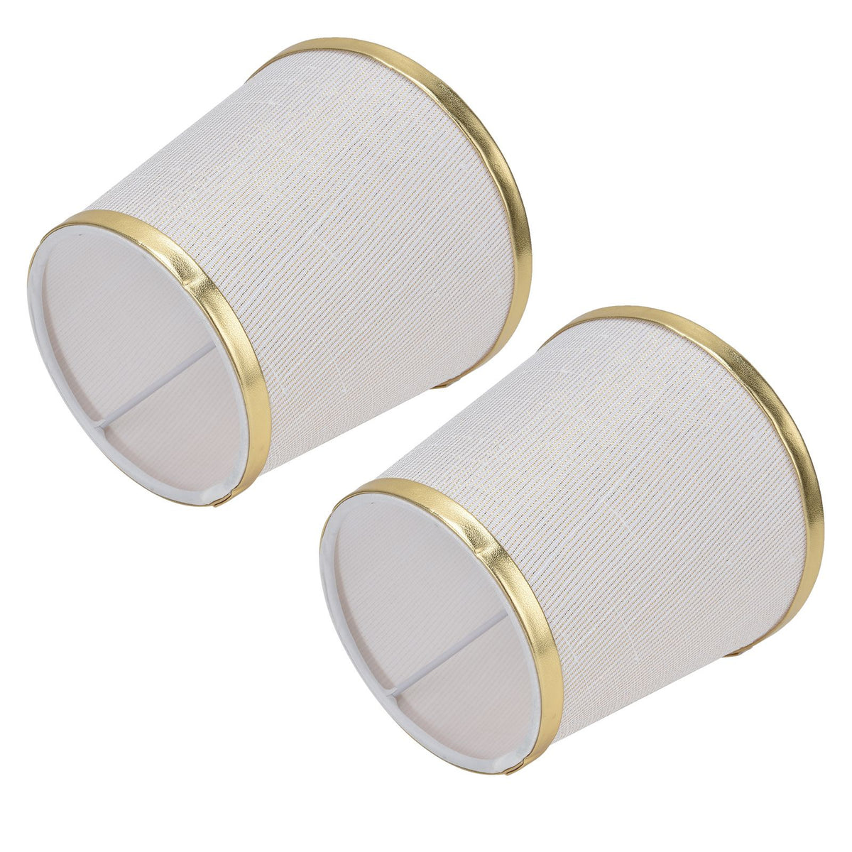 2PCS Fabric Lampshade European Style Lamp Shade for E14 Screw Chandelier Wall Lamp Beige White Gold Edging