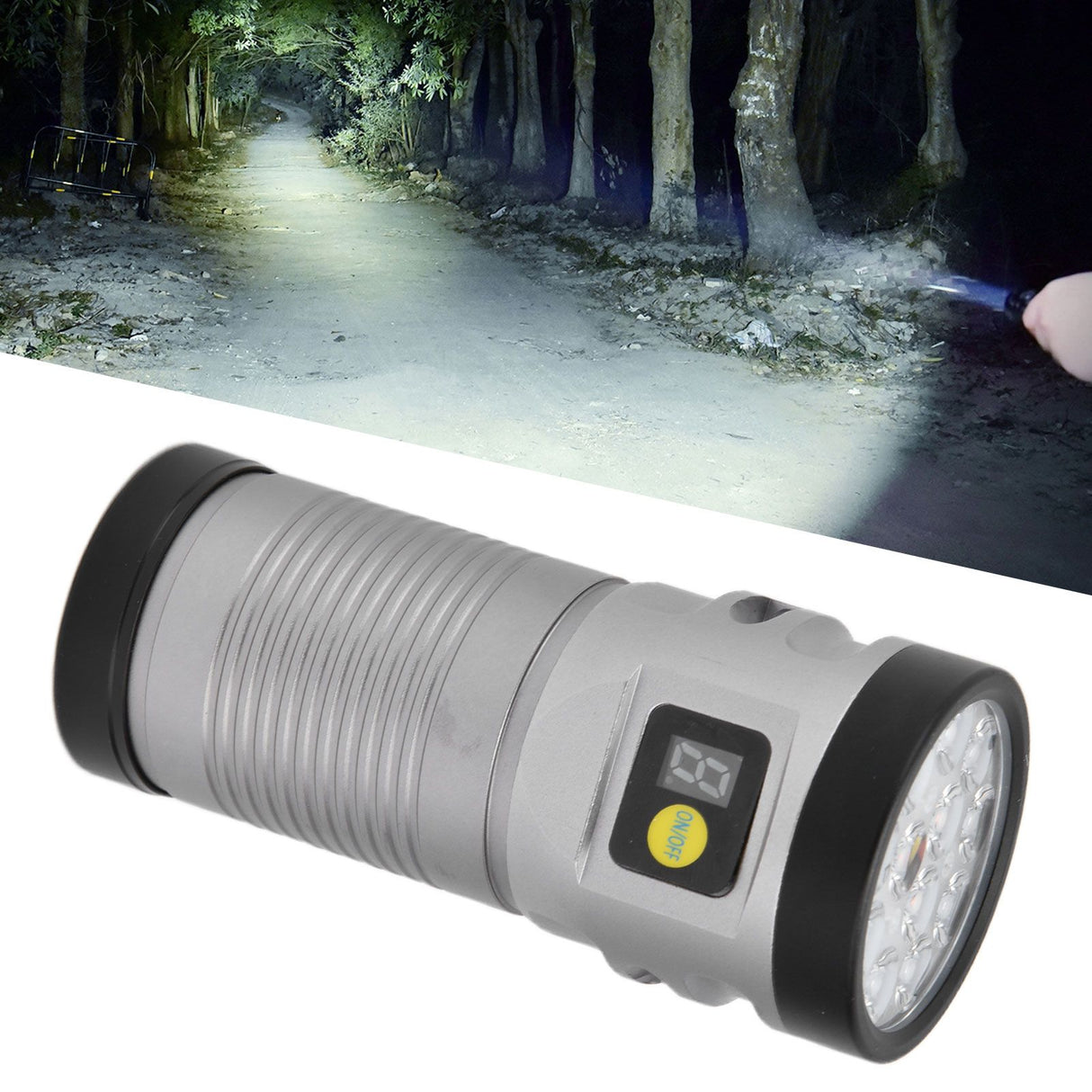 Brightest Flashlight LED 8 Modes Type C 9000mAh Waterproof Multifunctional Outdoor Light for CampingGrey