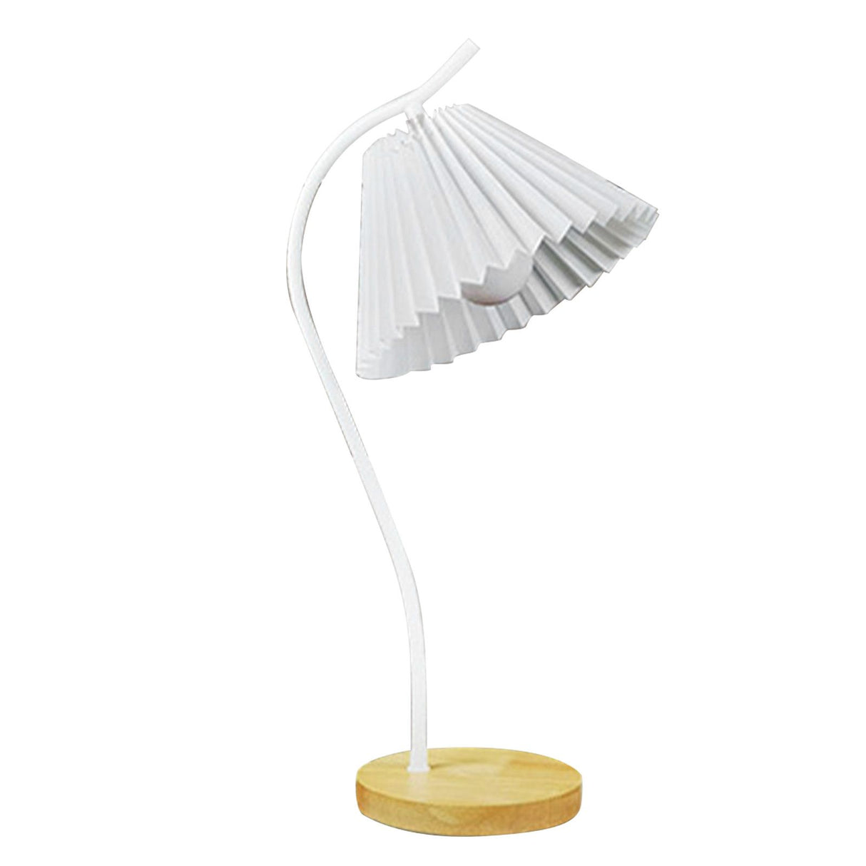 Table Lamp with Cloth Pleated Lampshade Metal Modern Nightstand Bedside Lamp for Bedroom Living Room White