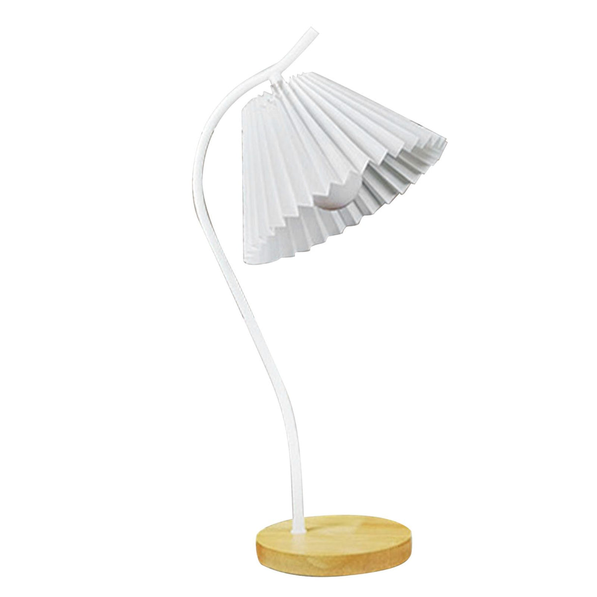 Table Lamp with Cloth Pleated Lampshade Metal Modern Nightstand Bedside Lamp for Bedroom Living Room White