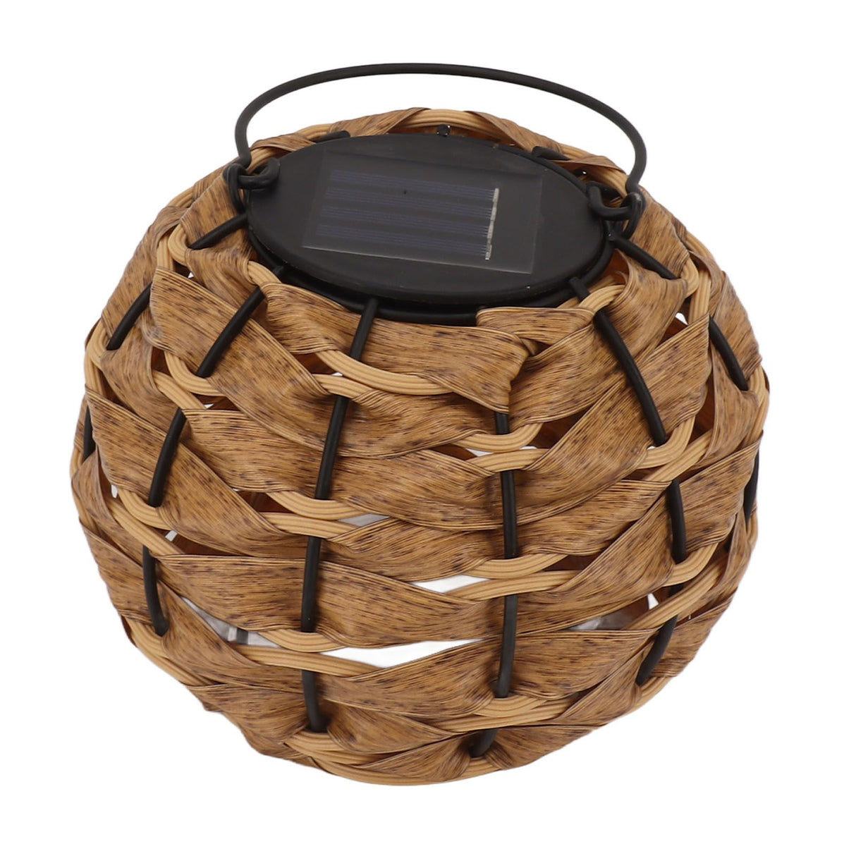 Outdoor Solar Lantern LED Waterproof Hollowed Rattan Ball Solar Hanging Light with Handle for Christmas Decorations Garden Yard Porch Lawn