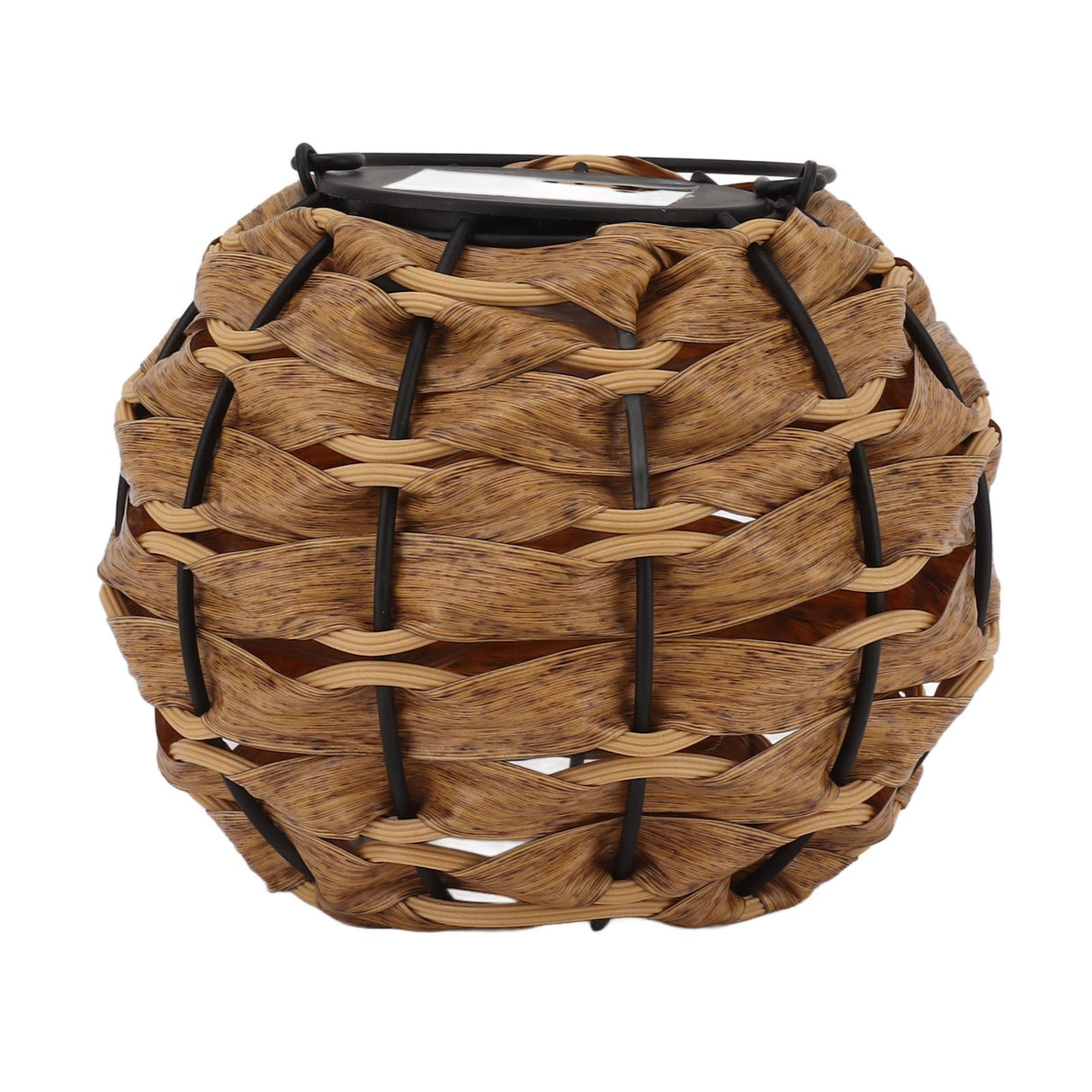 Outdoor Solar Lantern LED Waterproof Hollowed Rattan Ball Solar Hanging Light with Handle for Christmas Decorations Garden Yard Porch Lawn
