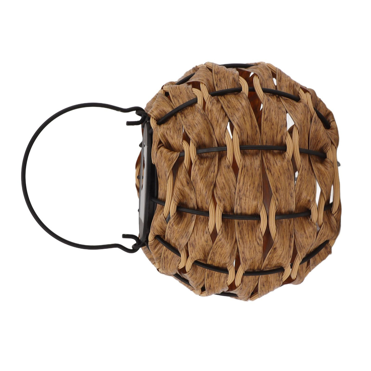 Outdoor Solar Lantern LED Waterproof Hollowed Rattan Ball Solar Hanging Light with Handle for Christmas Decorations Garden Yard Porch Lawn