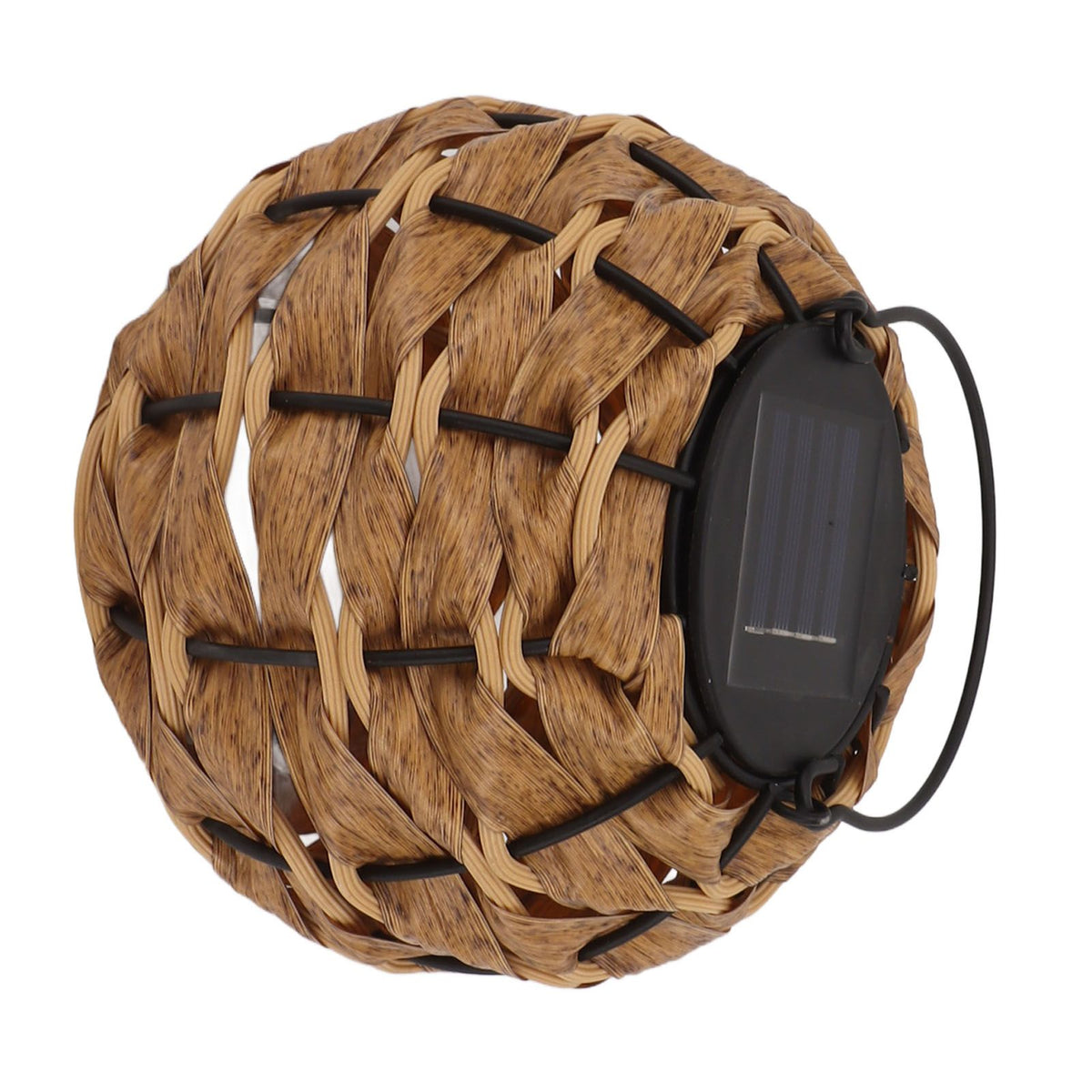 Outdoor Solar Lantern LED Waterproof Hollowed Rattan Ball Solar Hanging Light with Handle for Christmas Decorations Garden Yard Porch Lawn