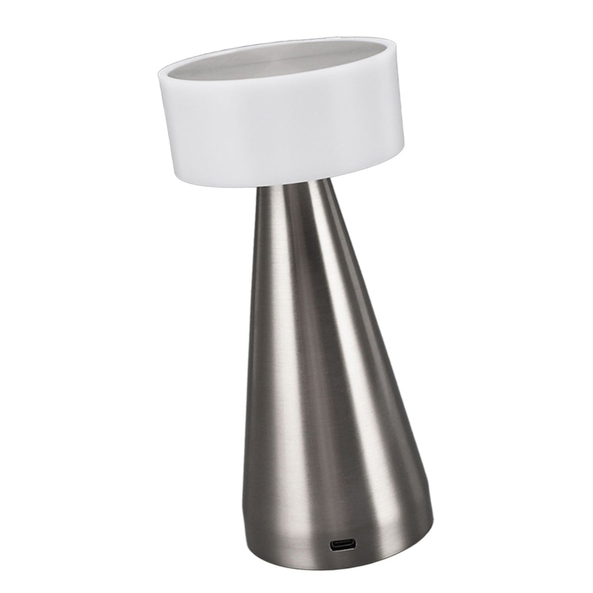 Portable LED Table Lamp 3 Color Temperatures Stepless Dimming 1800mAh Rechargeable Battery Nightstand Lamp Bedside Lamp Silver