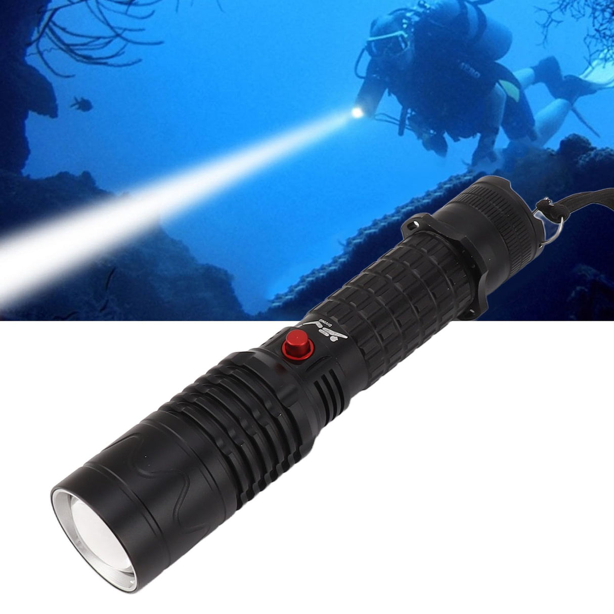 5000LM Diving Light 3 Modes White Light IPX8 Waterproof LED Shockproof Dive Torch for Under Water