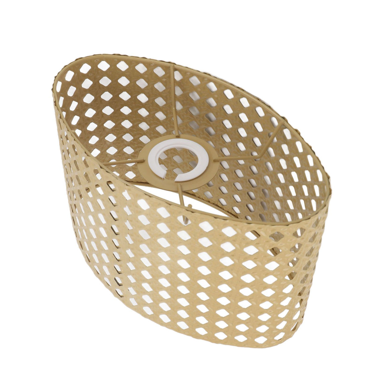 Iron Hollow Oval Lampshade Metal Engraving Hollow Lampshade Compatible for E27 E14 Caliber Lampholders Yellow