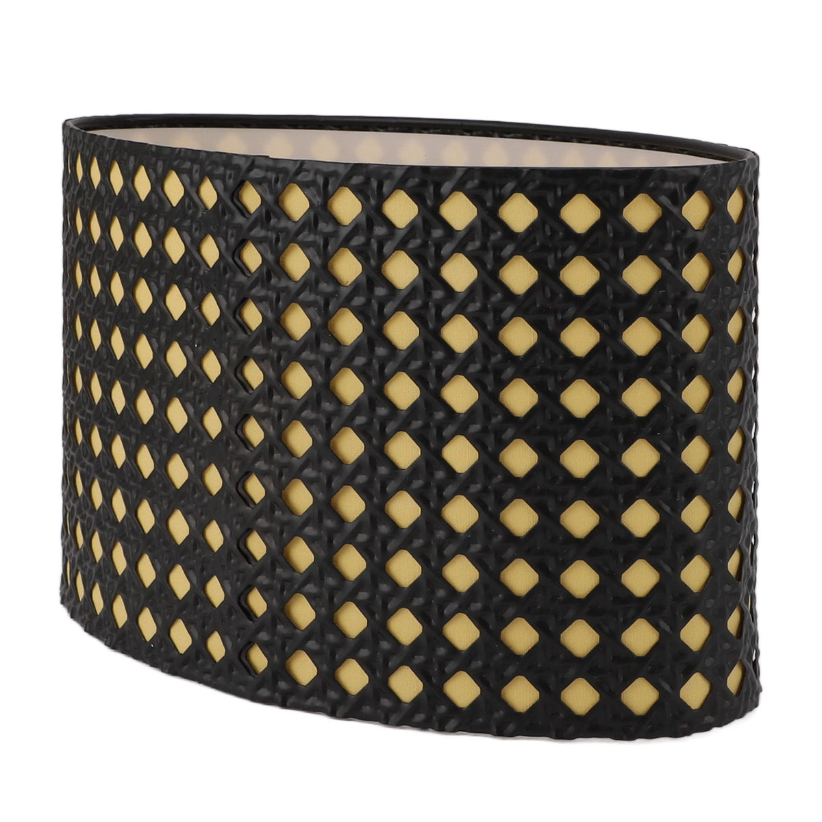 Lampshade Oval Shaped Hollow Metal Carved Compatible E27 E14 Caliber Lampholders Lamp Cover for Office Bedroom Living Room Black and Yellow Liner