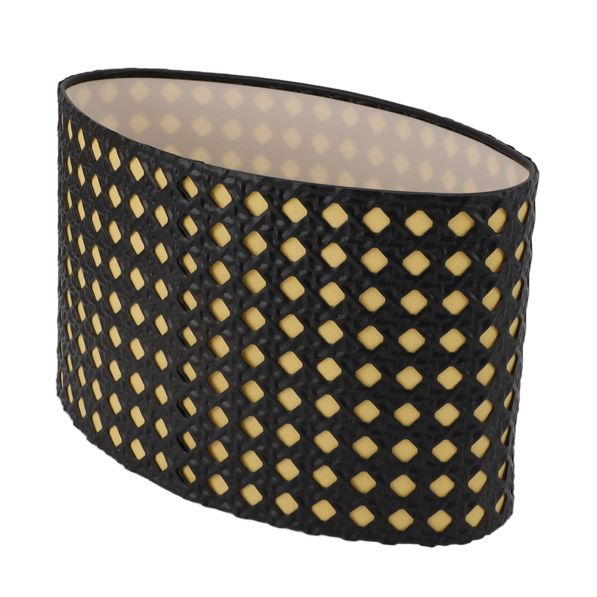 Lampshade Oval Shaped Hollow Metal Carved Compatible E27 E14 Caliber Lampholders Lamp Cover for Office Bedroom Living Room Black and Yellow Liner