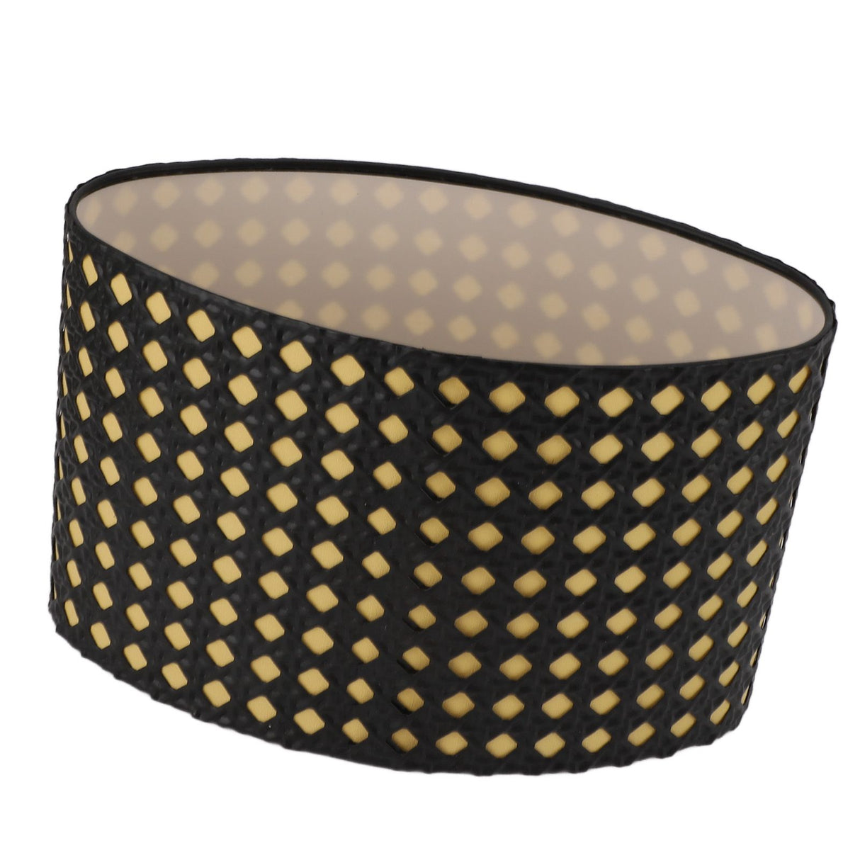 Lampshade Oval Shaped Hollow Metal Carved Compatible E27 E14 Caliber Lampholders Lamp Cover for Office Bedroom Living Room Black and Yellow Liner