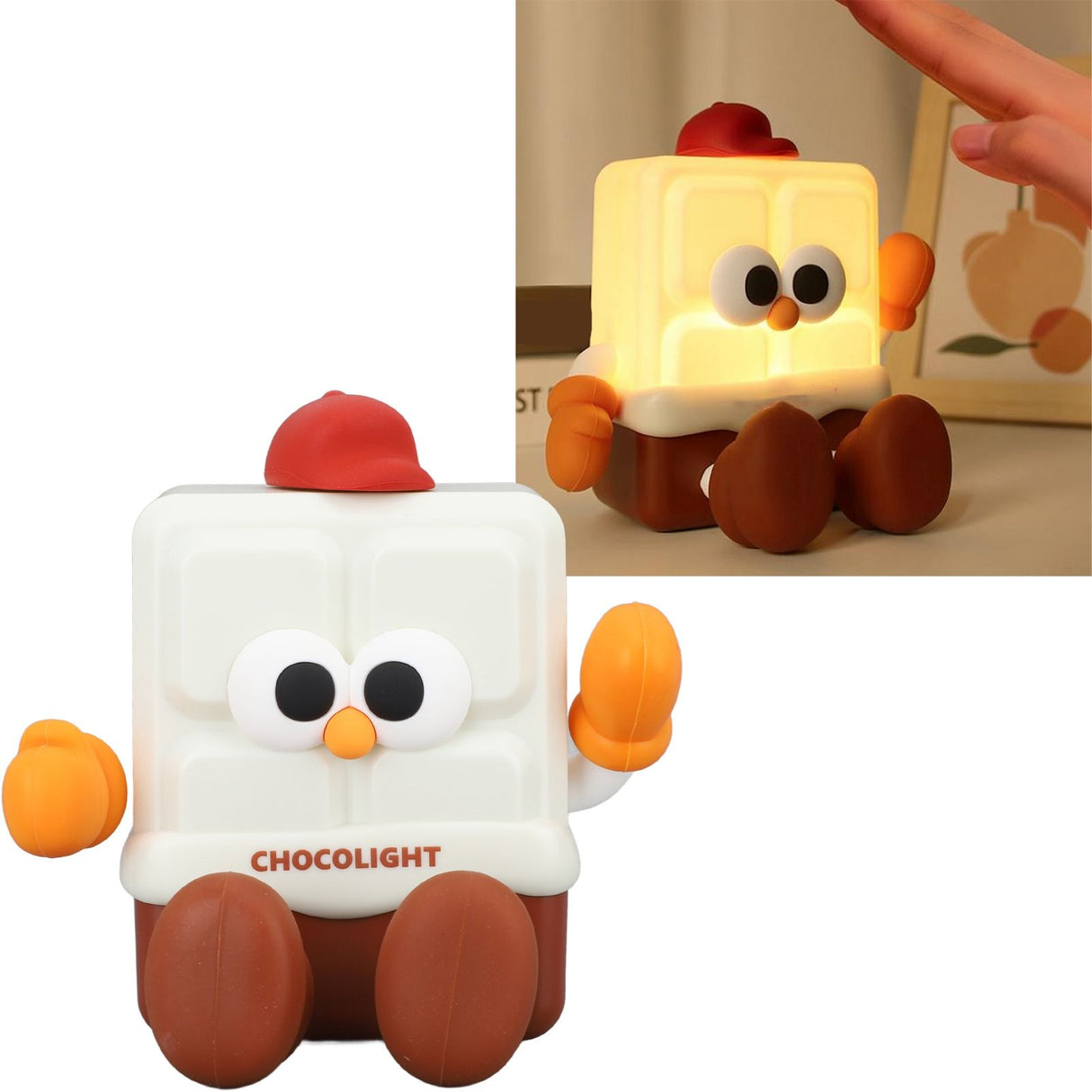 Chocolate Night Light for Kids 30min Timing Baby Silicone LED Night Lamp Rechargeable Kids Night Light Phone Holder Function