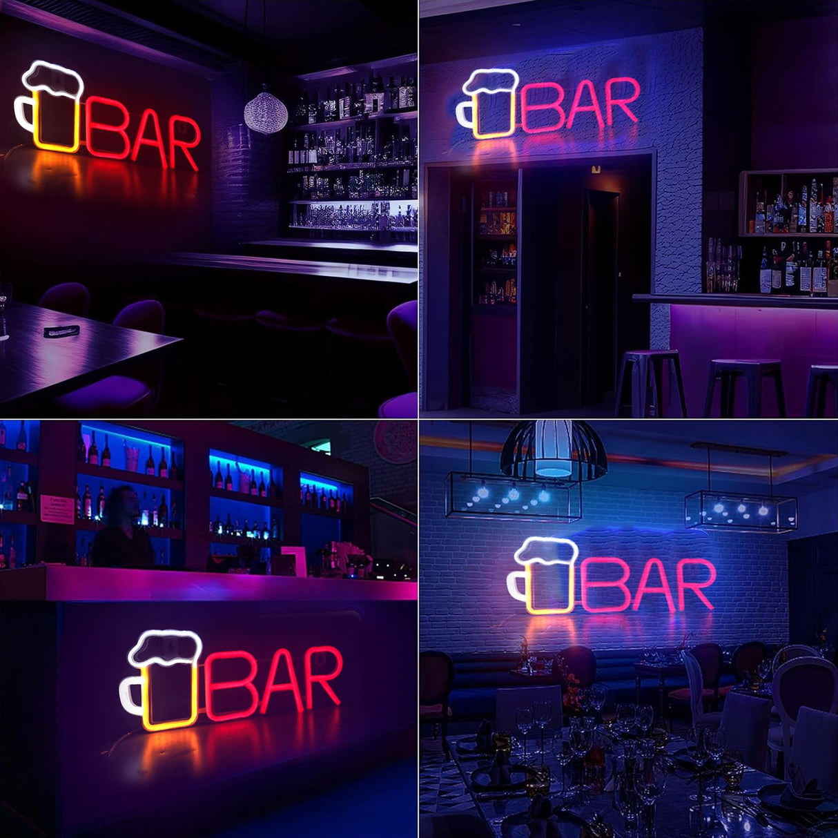 LED Neon Sign BAR Shape Design USB Or Battery Powered High Safety Widely Used Bar Neon Light for Bedroom Party Backyard Red BAR