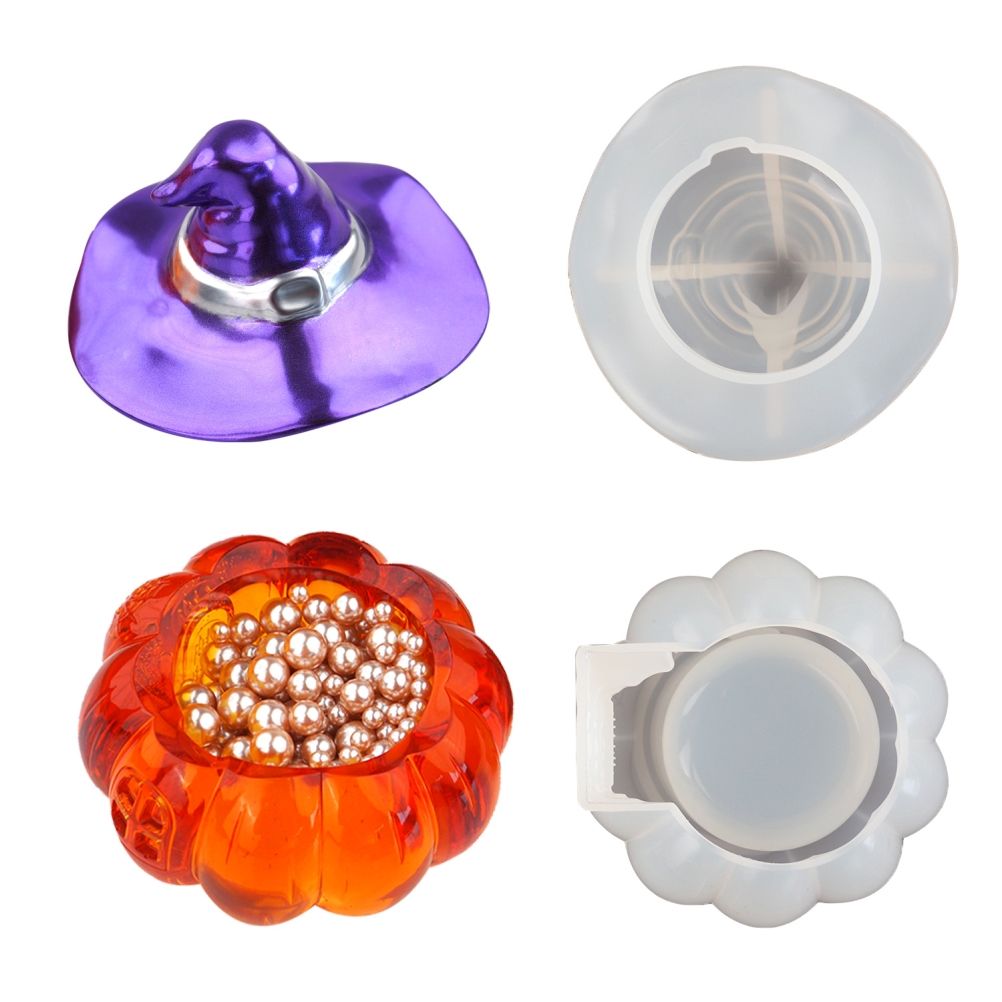 Halloween Witch Pumpkin Elf Silicone Mold Mirror Silicone Mold Candy Storage Box for DIY Crafts