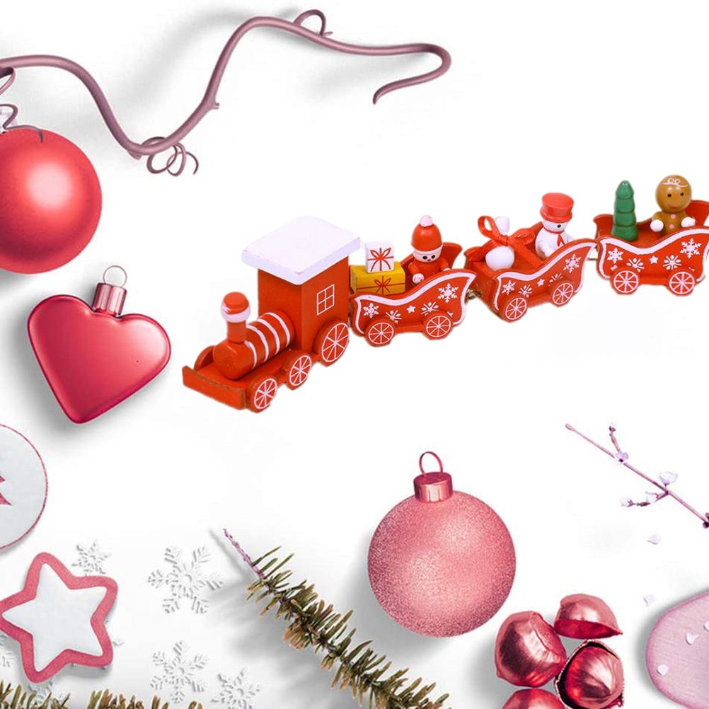Christmas Wooden Four Section Small Train Christmas Tree Decoration The Perfect Xmas Themed Toy Gift