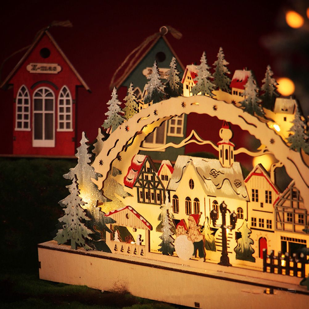 Christmas House LED Christmas Forest Scene Wooden Christmas Village for Shopping Mall Window Decorations