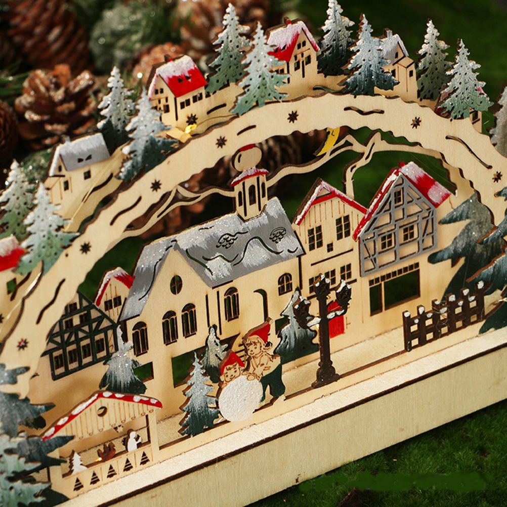 Christmas House LED Christmas Forest Scene Wooden Christmas Village for Shopping Mall Window Decorations