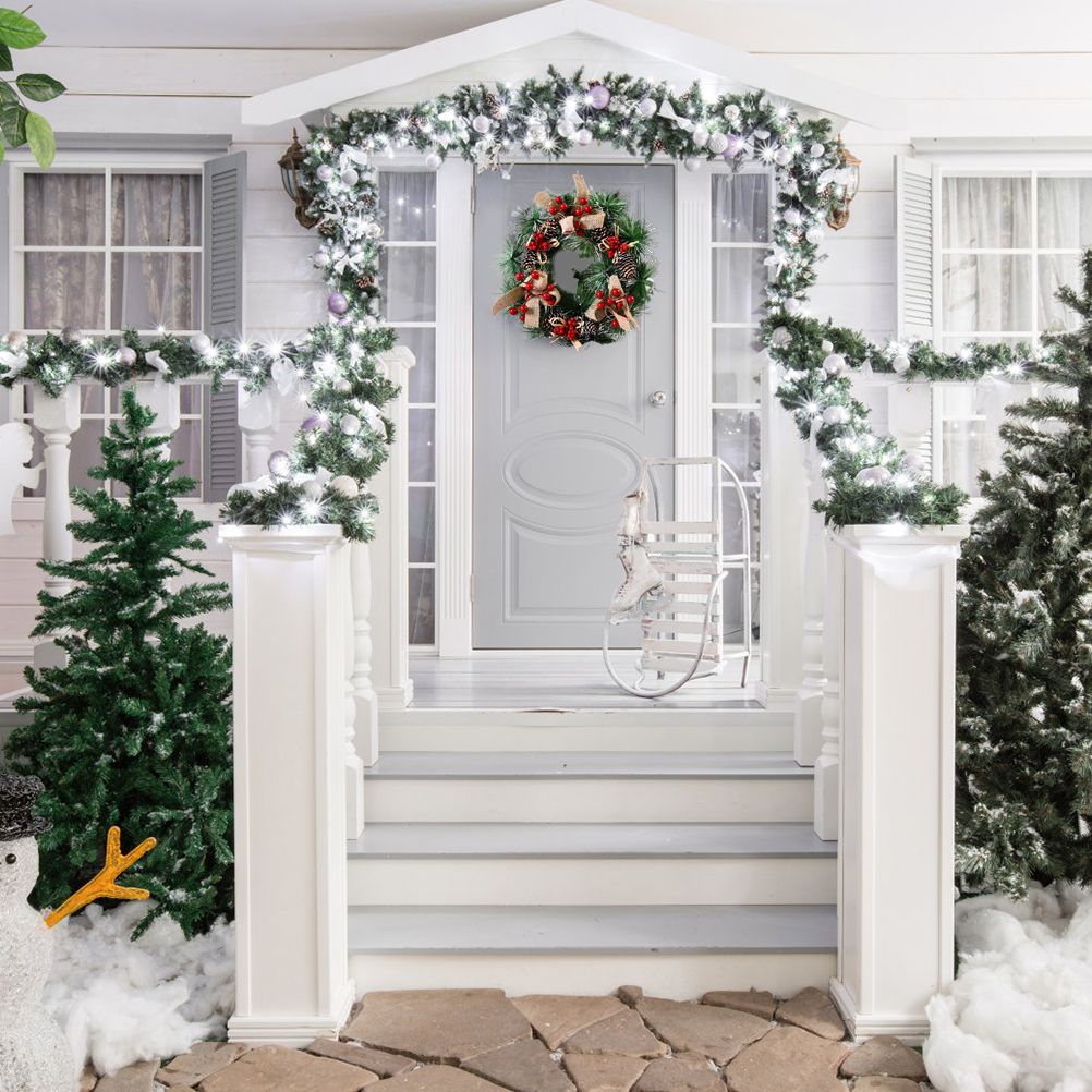 Christmas Wreath Artificial Christmas Hanging Wreath for Front Door Wall Tree Christmas Party Shop Window Decoration