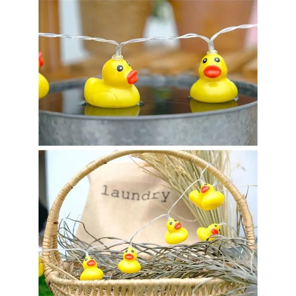 LED String Light Cute Mini Yellow Duck Animal Light String for Garden Terrace and Lawn Party Decoration