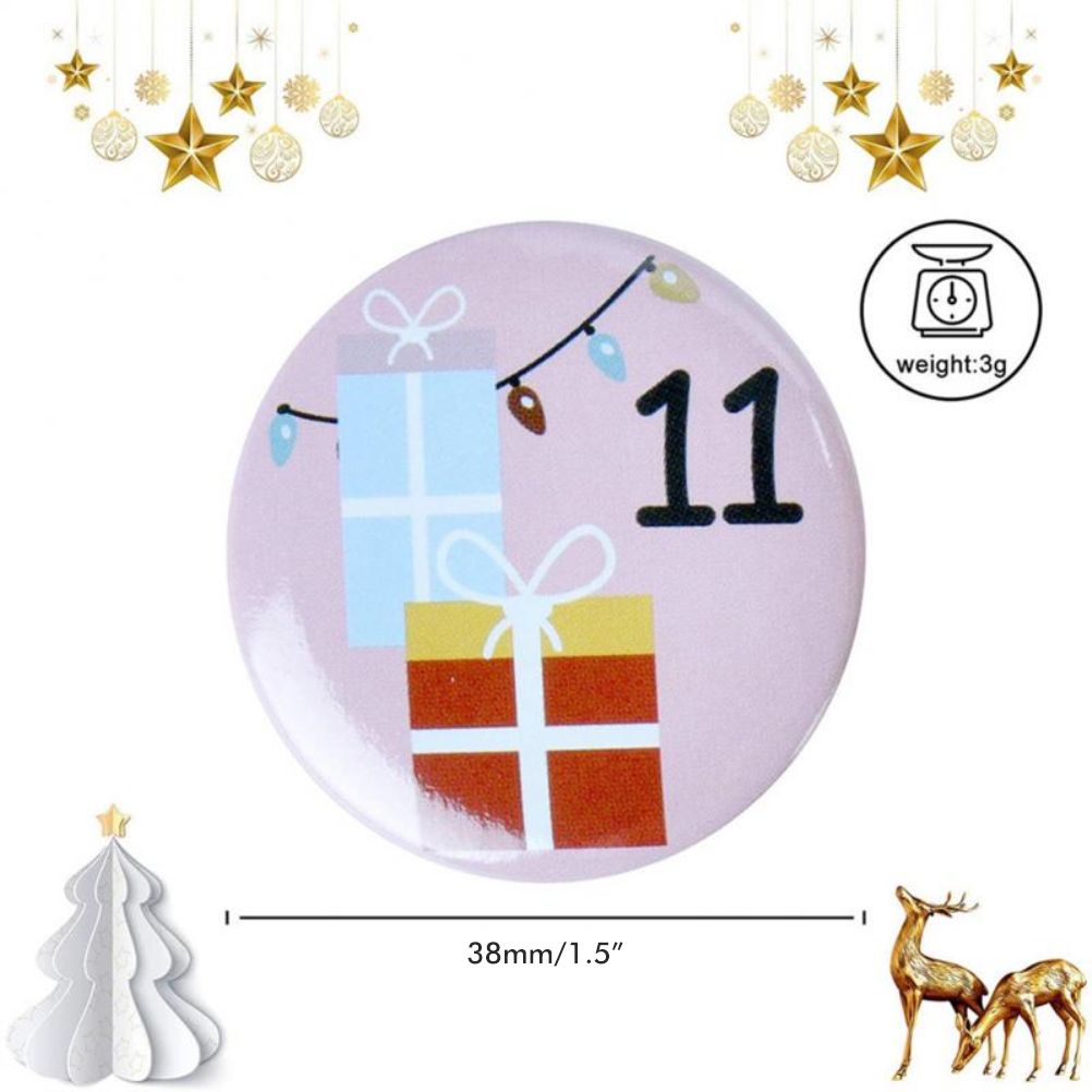 1-25 Number Christmas Advent Calendar Round Buttons Set For Gift Decor For Ribbons Cloth Bags Parcels
