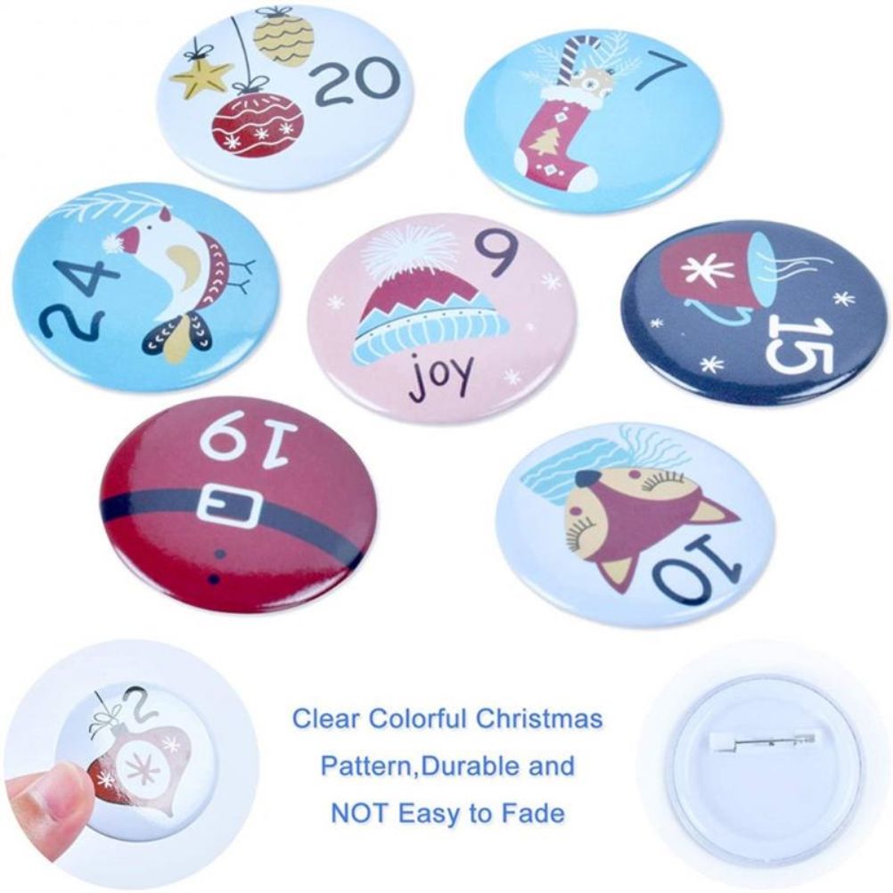 1-25 Number Christmas Advent Calendar Round Buttons Set For Gift Decor For Ribbons Cloth Bags Parcels