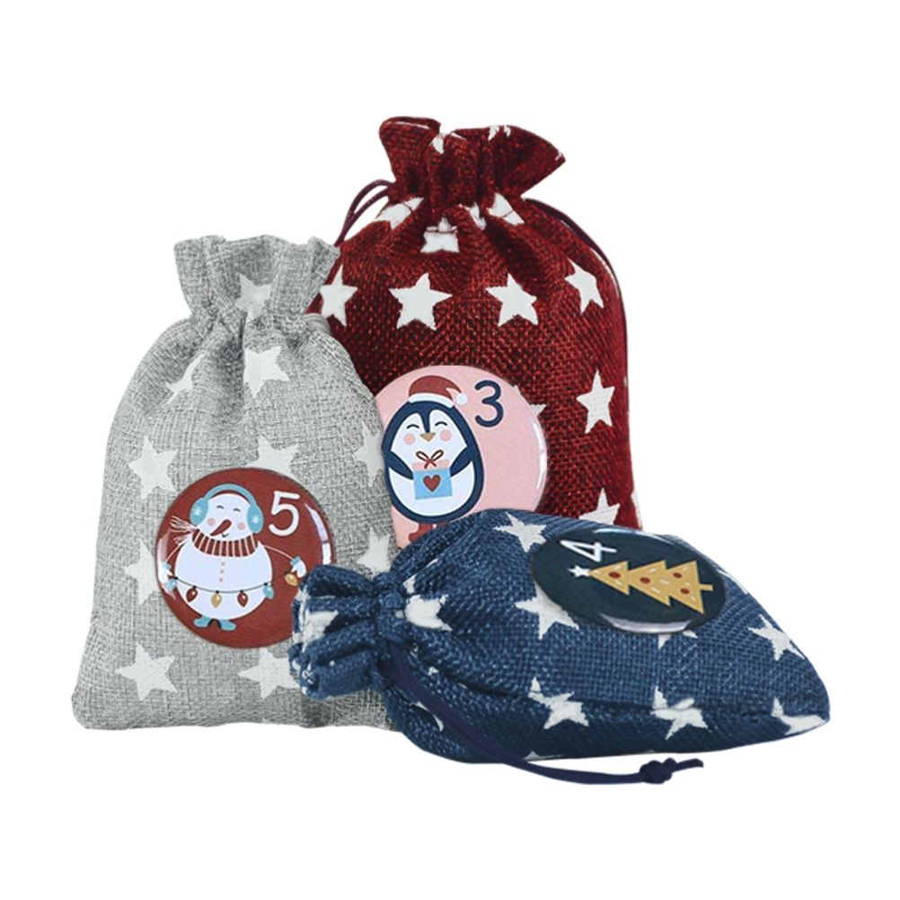 1-25 Number Christmas Advent Calendar Round Buttons Set For Gift Decor For Ribbons Cloth Bags Parcels