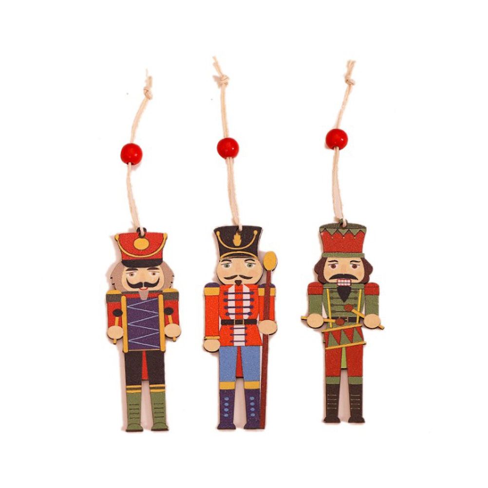 Christmas Tree Nutcracker Pendant Christmas Wood Walnut Soldier Hanging Decoration for Xmas Party Wall Fireplace Window