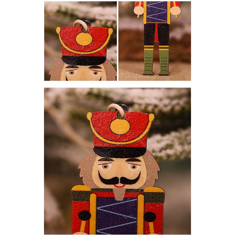 Christmas Tree Nutcracker Pendant Christmas Wood Walnut Soldier Hanging Decoration for Xmas Party Wall Fireplace Window