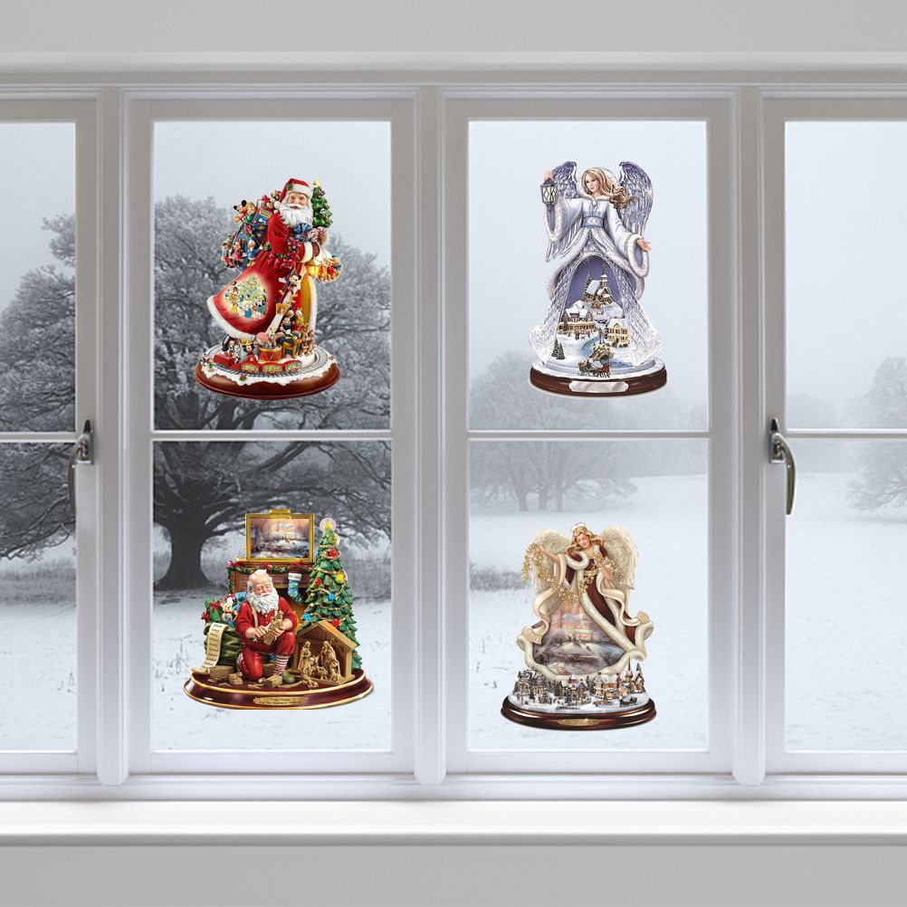 Christmas Santa Window Paste Stickers PVC Angel Merry Christmas Party Wall Stickers